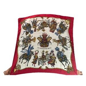 Red and Cream Silk Scarf